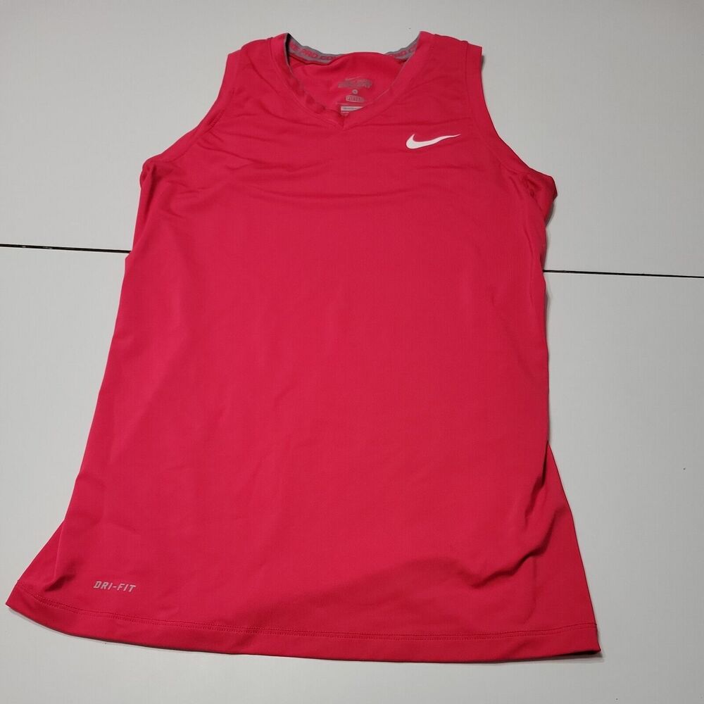 Nike‎ Pro Combat Dri Fit Womens S Fitted Tank Top Pink V Neck Pullover Racerback